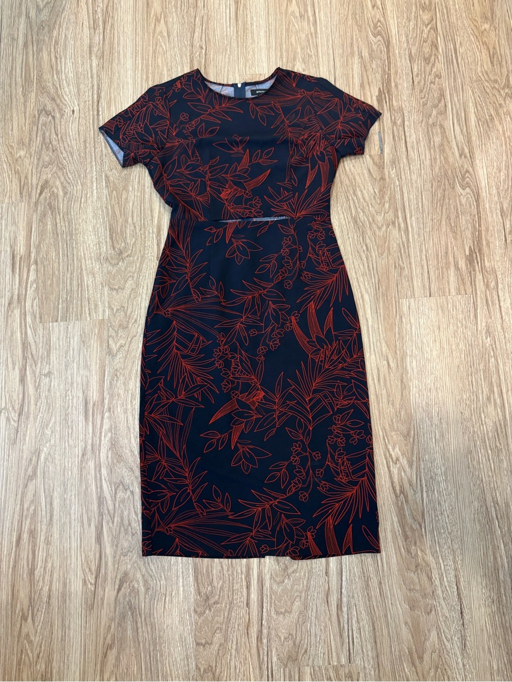 Aritzia Navy and Red Floral Midi Dress